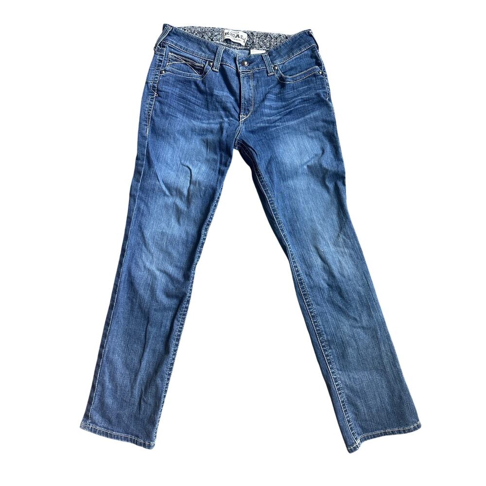 Ariat REAL Denim Bootcut Jeans Women 32R Western Cowgirl Riding Medium Wash S